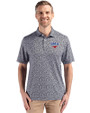 SMU Mustangs Cutter & Buck Pike Eco Flora Print Recycled Mens Polo Black Front
