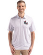 NC State Wolfpack College Vault Cutter & Buck Pike Eco Flora Print Recycled Mens Polo Polished Medium Gray Front