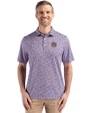 LSU Tigers College Vault Cutter & Buck Pike Eco Flora Print Recycled Mens Polo College Purple Front