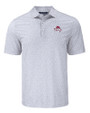 FSU Bobby Bowden Cutter & Buck Pike Eco Flora Print Recycled Mens Polo Polished Medium Gray Mannequin