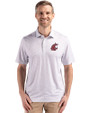 Washington State Cougars Cutter & Buck Pike Eco Flora Print Recycled Mens Polo Polished Medium Gray Front