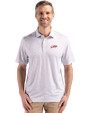 SMU Mustangs College Vault Cutter & Buck Pike Eco Flora Print Recycled Mens Polo Polished Medium Gray Front