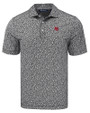 Nebraska Cornhuskers College Vault Cutter & Buck Pike Eco Flora Print Recycled Mens Polo Black Mannequin