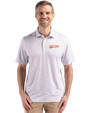 Idaho State Bengals College Vault Cutter & Buck Pike Eco Flora Print Recycled Mens Polo Polished Medium Gray Front