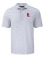 USC Trojans Cutter & Buck Pike Eco Flora Print Recycled Mens Polo Polished Medium Gray Mannequin