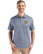 Quinnipiac Bobcats Cutter & Buck Pike Eco Flora Print Recycled Mens Polo Navy Blue Front