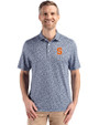 Syracuse Orange Cutter & Buck Pike Eco Flora Print Recycled Mens Polo Navy Blue Front