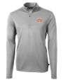 Texas Longhorns 100 Years at DKR Cutter & Buck Virtue Eco Pique Recycled Quarter Zip Mens Pullover Polished Medium Gray Mannequin