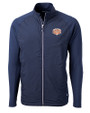 Texas Longhorns 100 Years at DKR Cutter & Buck Adapt Eco Knit Hybrid Recycled Mens Full Zip Jacket Navy Blue Mannequin