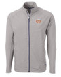 Texas Longhorns 100 Years at DKR Cutter & Buck Adapt Eco Knit Hybrid Recycled Mens Full Zip Jacket Polished Medium Gray Mannequin