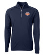 Texas Longhorns 100 Years at DKR Cutter & Buck Adapt Eco Knit Stretch Recycled Mens Quarter Zip Pullover Navy Blue Mannequin