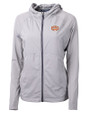 Texas Longhorns 100 Years at DKR Cutter & Buck Adapt Eco Knit Hybrid Recycled Womens Full Zip Jacket Polished Medium Gray Mannequin