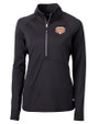 Texas Longhorns 100 Years at DKR Cutter & Buck Adapt Recycled Soft Knit Stretch Womens Half Zip Pullover Black Mannequin