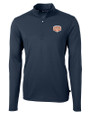 Texas Longhorns 100 Years at DKR Cutter & Buck Virtue Eco Pique Recycled Quarter Zip Mens Big & Tall Pullover Navy Blue Mannequin