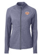 Texas Longhorns 100 Years at DKR Cutter & Buck Adapt Eco Knit Heather Recycled Womens Full Zip Navy Blue Heather Mannequin