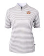 Texas Longhorns 100 Years at DKR Cutter & Buck Virtue Eco Pique Stripe Recycled Womens Top Polished Medium Gray Mannequin