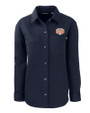 Texas Longhorns 100 Years at DKR Cutter & Buck Roam Epic Versatility Recycled Womens Shirt Jacket Navy Blue Mannequin