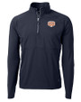 Texas Longhorns 100 Years at DKR Cutter & Buck Adapt Recycled Soft Knit Stretch Mens Hybrid Quarter Zip Pullover  Navy Blue Mannequin