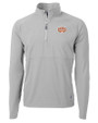 Texas Longhorns 100 Years at DKR Cutter & Buck Adapt Eco Knit Hybrid Recycled Mens Quarter Zip Polished Medium Gray Mannequin