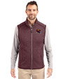Washington Commanders NFL Helmet Cutter & Buck Mainsail Sweater-Knit Mens Full Zip Vest Bordeaux Heather Front
