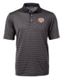 Texas Longhorns 100 Years at DKR Cutter & Buck Virtue Eco Pique Micro Stripe Recycled Mens Big & Tall Polo Black/Elemental Grey Mannequin