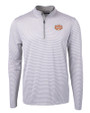 Texas Longhorns 100 Years at DKR Cutter & Buck Virtue Eco Pique Micro Stripe Recycled Mens Big & Tall Quarter Zip Polished/White Mannequin