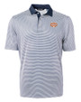 Texas Longhorns 100 Years at DKR Cutter & Buck Virtue Eco Pique Micro Stripe Recycled Mens Polo Navy Blue/White Mannequin