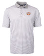 Texas Longhorns 100 Years at DKR Cutter & Buck Virtue Eco Pique Micro Stripe Recycled Mens Polo Polished/White Mannequin