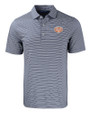 Texas Longhorns 100 Years at DKR Cutter & Buck Forge Eco Double Stripe Stretch Recycled Mens Polo Navy Blue/White Mannequin