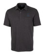 Miami Marlins Cutter & Buck Advantage Tri-Blend Jersey Mens Pocket Polo Black Heather Mannequin