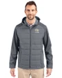 Georgia Tech Yellow Jackets Alumni Cutter & Buck Evoke Recycled HoneycombFleece Mens Big & Tall Hybrid Full Zip Jacket Elemental Grey Front