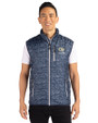Georgia Tech Yellow Jackets Alumni Cutter & Buck Rainier PrimaLoft® Mens Eco Insulated Full Zip Printed Puffer Vest Dark Navy Front