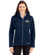 Georgia Tech Yellow Jackets - Cutter & Buck Evoke Softshell Recycled Full Zip Womens Jacket Navy Blue Front