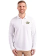 Georgia Tech Yellow Jackets - Cutter & Buck Advantage Eco Tri-Blend Pique Mens Long Sleeve Polo White Front