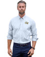 Georgia Tech Yellow Jackets - Cutter & Buck Stretch Oxford Stripe Mens Big and Tall Long Sleeve Dress Shirt Light Blue Front