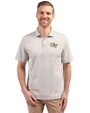 Georgia Tech Yellow Jackets - Cutter & Buck Virtue Eco Pique Stripe Recycled Mens Polo Polished Medium Gray Front