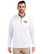 Georgia Tech Yellow Jackets - Cutter & Buck Adapt Eco Knit Stretch Recycled Mens Quarter Zip Pullover White Front