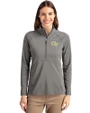 Georgia Tech Yellow Jackets - Cutter & Buck Adapt Eco Knit Stretch Recycled Womens Half Zip Pullover Elemental Grey Front