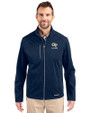Georgia Tech Yellow Jackets Alumni Cutter & Buck Evoke Softshell Recycled Full Zip Mens Jacket Navy Blue Front