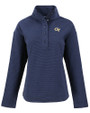 Georgia Tech Yellow Jackets - Cutter & Buck Hunts Point Eco Textured Fleece Recycled Womens Snap Pullover Navy Blue Mannequin