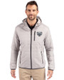 Oakland Golden Grizzlies Cutter & Buck Rainier Primaloft Eco Mens Full Zip Hooded Jacket Polished Medium Gray Front