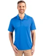 Front profile of a man wearing a Digital Cutter & Buck Prospect Eco Textured Stretch Recycled Mens Short Sleeve Polo