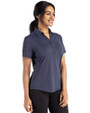 Denver Broncos Cutter & Buck Forge Eco Stretch Recycled Womens Short Sleeve Polo Dark Navy Blue Heather Side