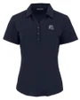 New England Patriots NFL Helmet Cutter & Buck Forge Eco Stretch Recycled Womens Short Sleeve Polo Navy Blue Mannequin