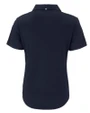 New England Patriots NFL Helmet Cutter & Buck Forge Eco Stretch Recycled Womens Short Sleeve Polo Navy Blue Mannequin Back