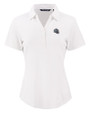 New England Patriots NFL Helmet Cutter & Buck Forge Eco Stretch Recycled Womens Short Sleeve Polo White Mannequin