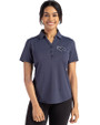 Denver Broncos Mono Cutter & Buck Forge Eco Stretch Recycled Womens Short Sleeve Polo Dark Navy Blue Heather Front