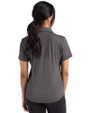 Seattle Seahawks Historic Cutter & Buck Forge Eco Stretch Recycled Womens Short Sleeve Polo Dark Black Heather Back