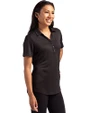 Cleveland Browns Helmet Cutter & Buck Forge Eco Stretch Recycled Womens Short Sleeve Polo Black Side