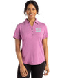 New York Giants Mono Cutter & Buck Forge Eco Stretch Recycled Womens Short Sleeve Polo Gelato Heather Front